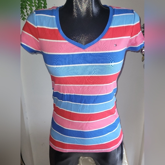 Tommy Hilfiger Multi Colored Striped T Shirt S - Picture 1 of 6